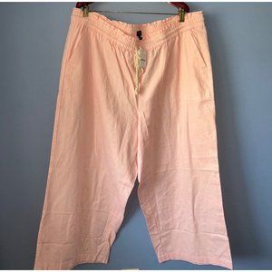 J Crew Linen Blend Wide Leg Paperbag Pant 2X in Light Pink